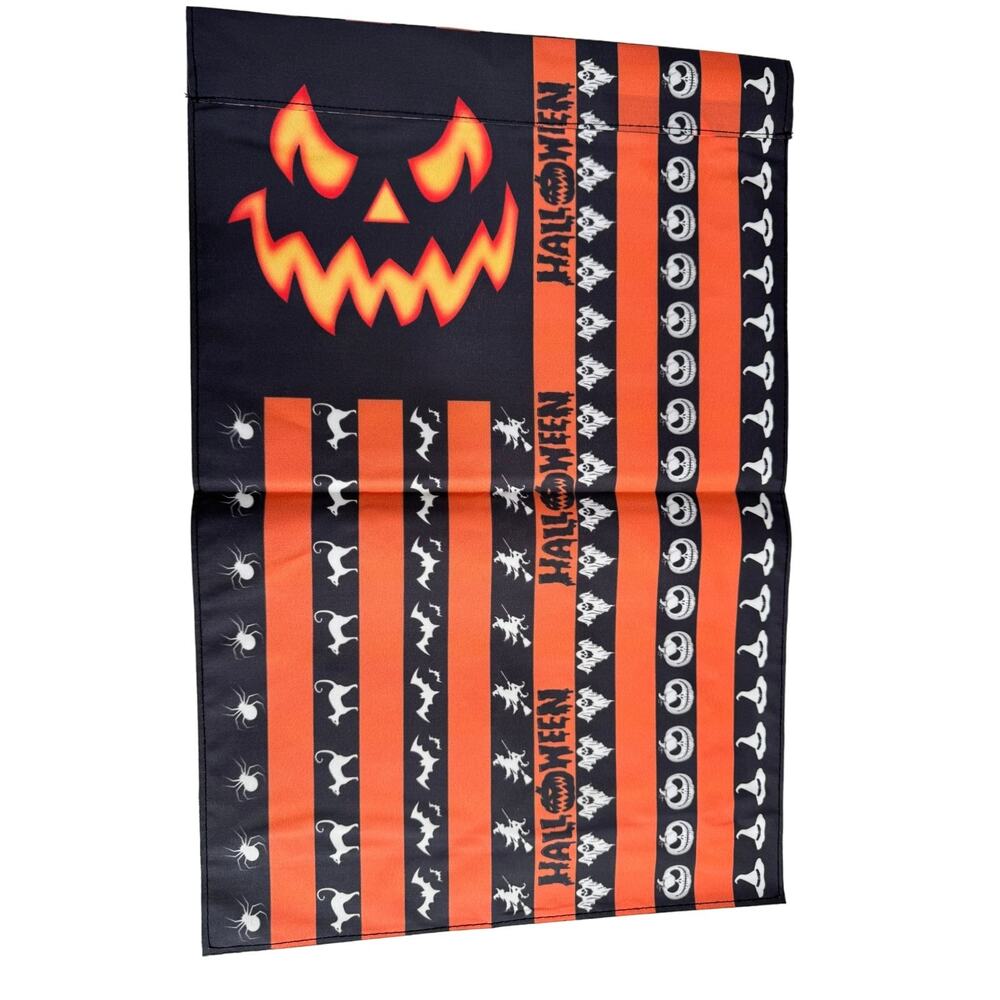 NWT Happy Halloween Spooky Garden Flag Double Sided Polyester 12 x 18